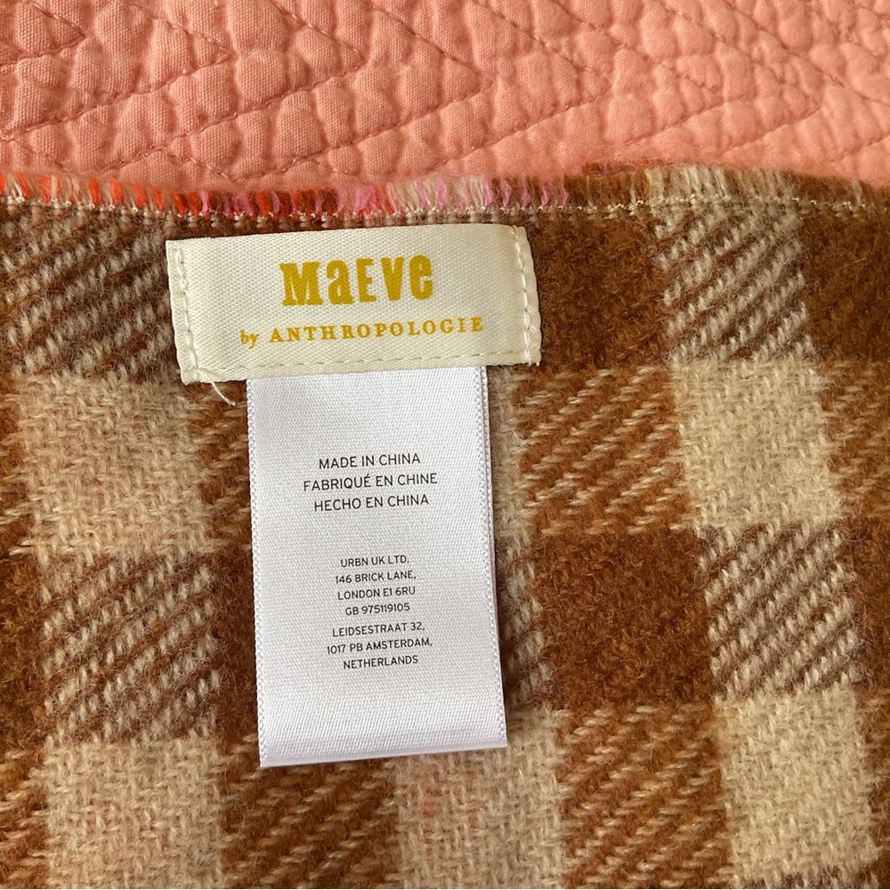 Anthropologie Checked Scarf in Pink, Orange & Brown - Picture 8 of 9